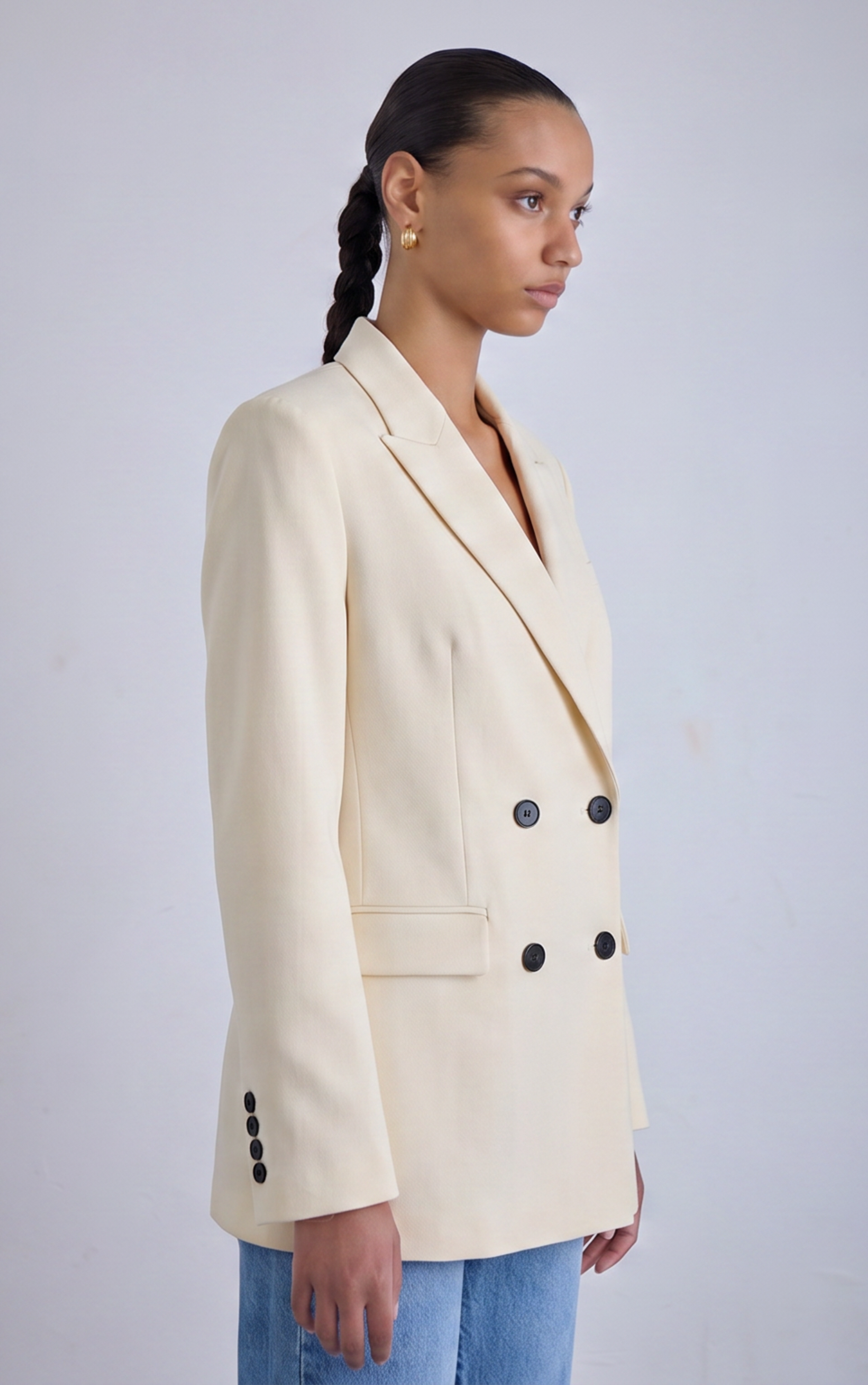 cream double breasted smart white blazer