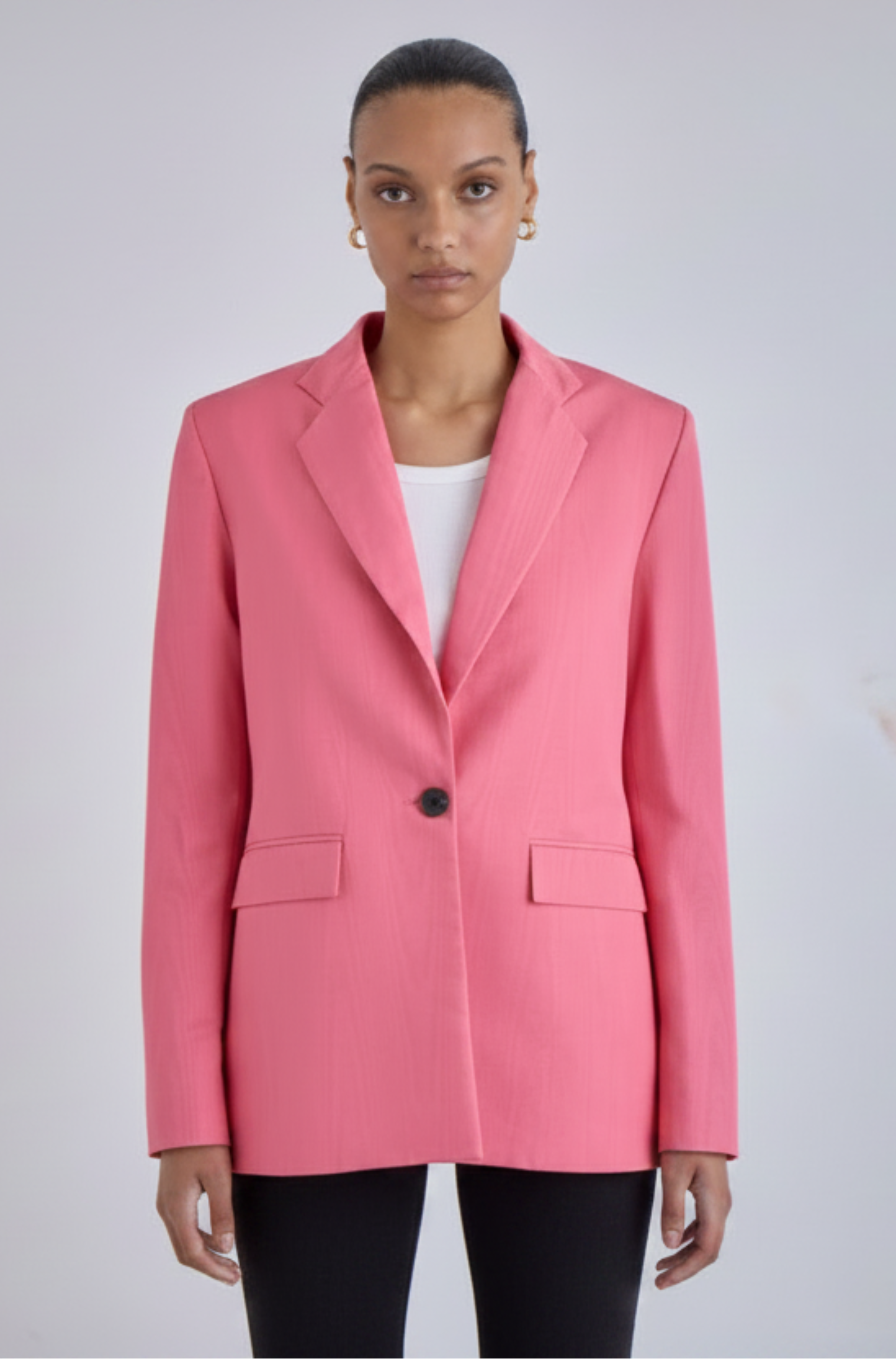 bright pink formal blazer silk satin finish