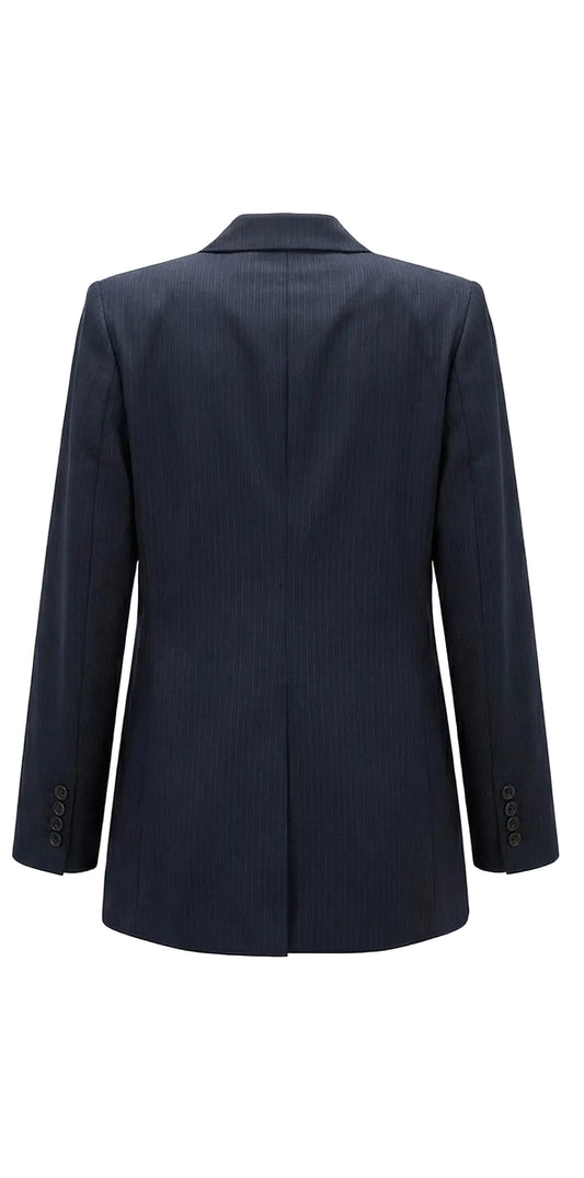 Navy blue blazer on a white background