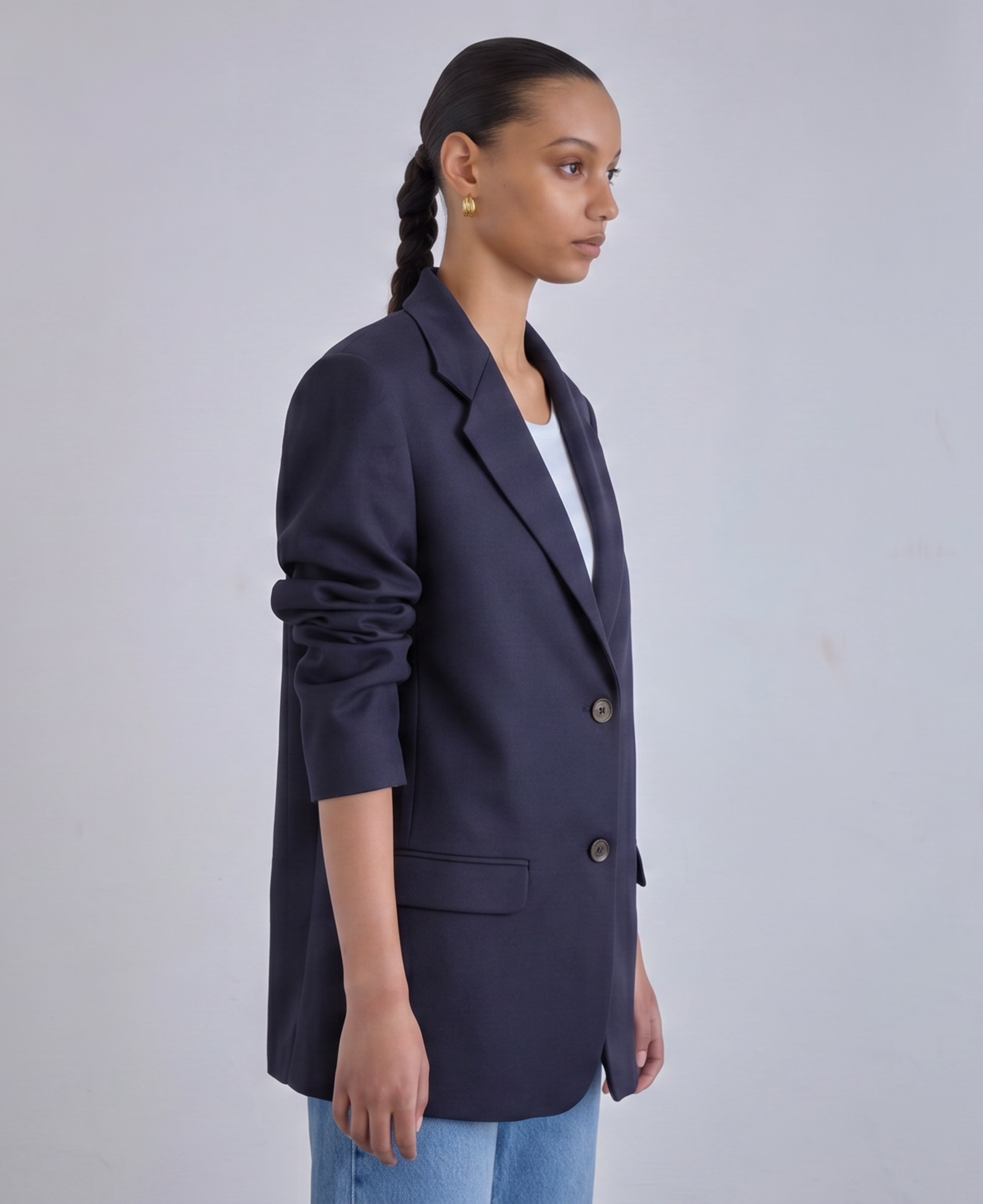 oversized womens jacket dark blue wool coat 