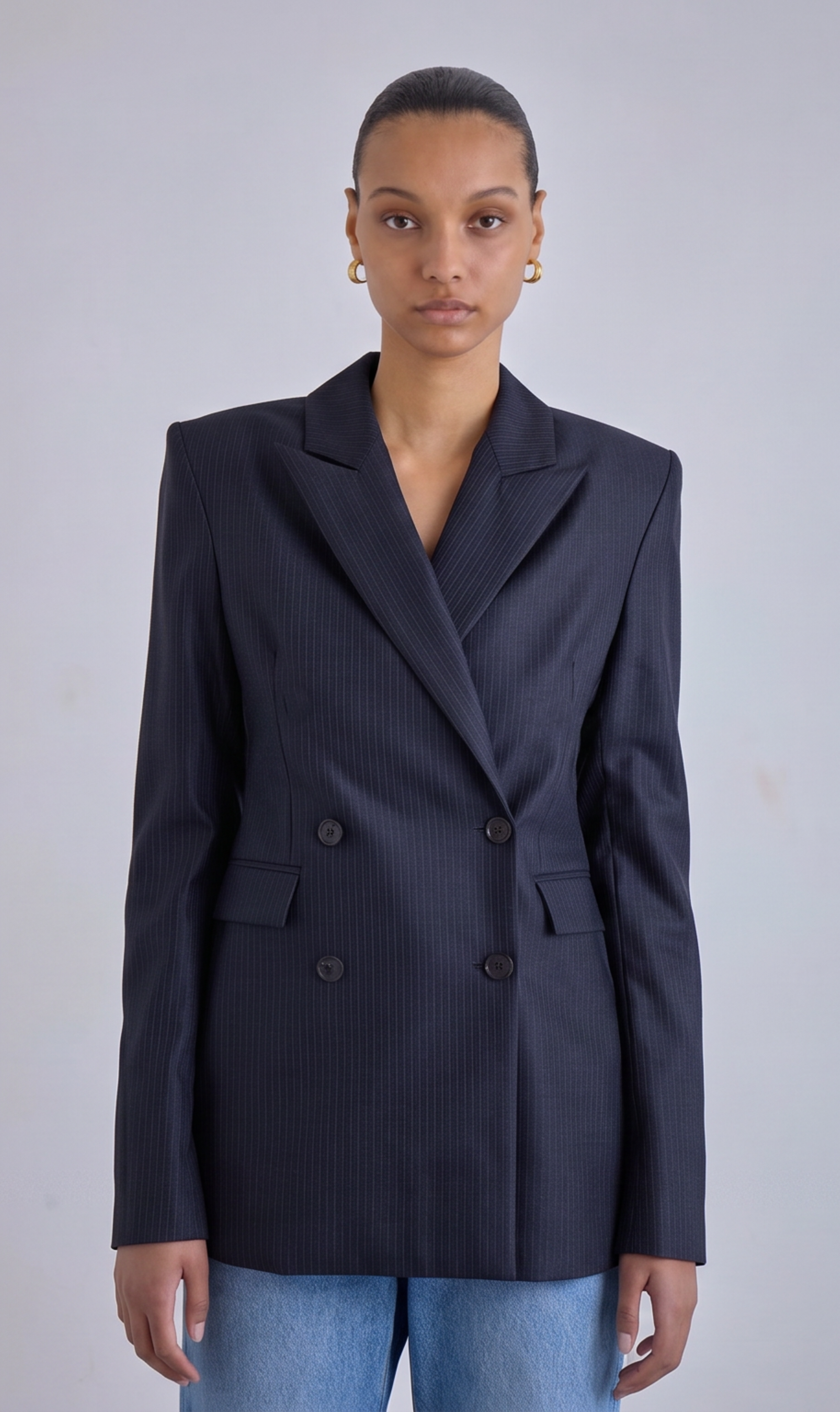 The Power Cut — Navy Pinstripe