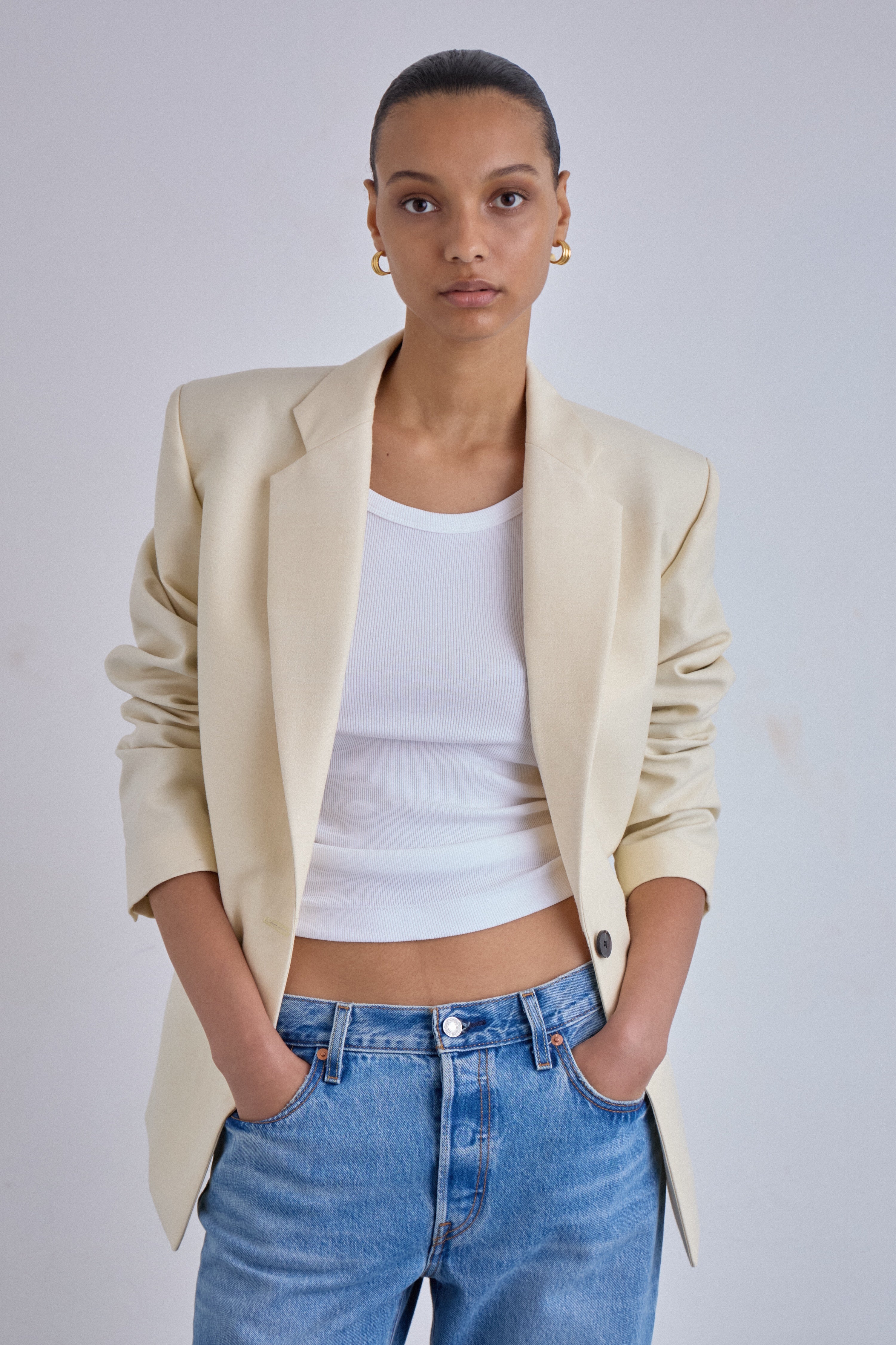 cream everyday blazer womens 
