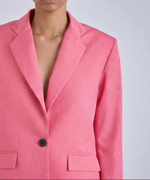 bright pink moire blazer, tailored fit, petite, long, regular