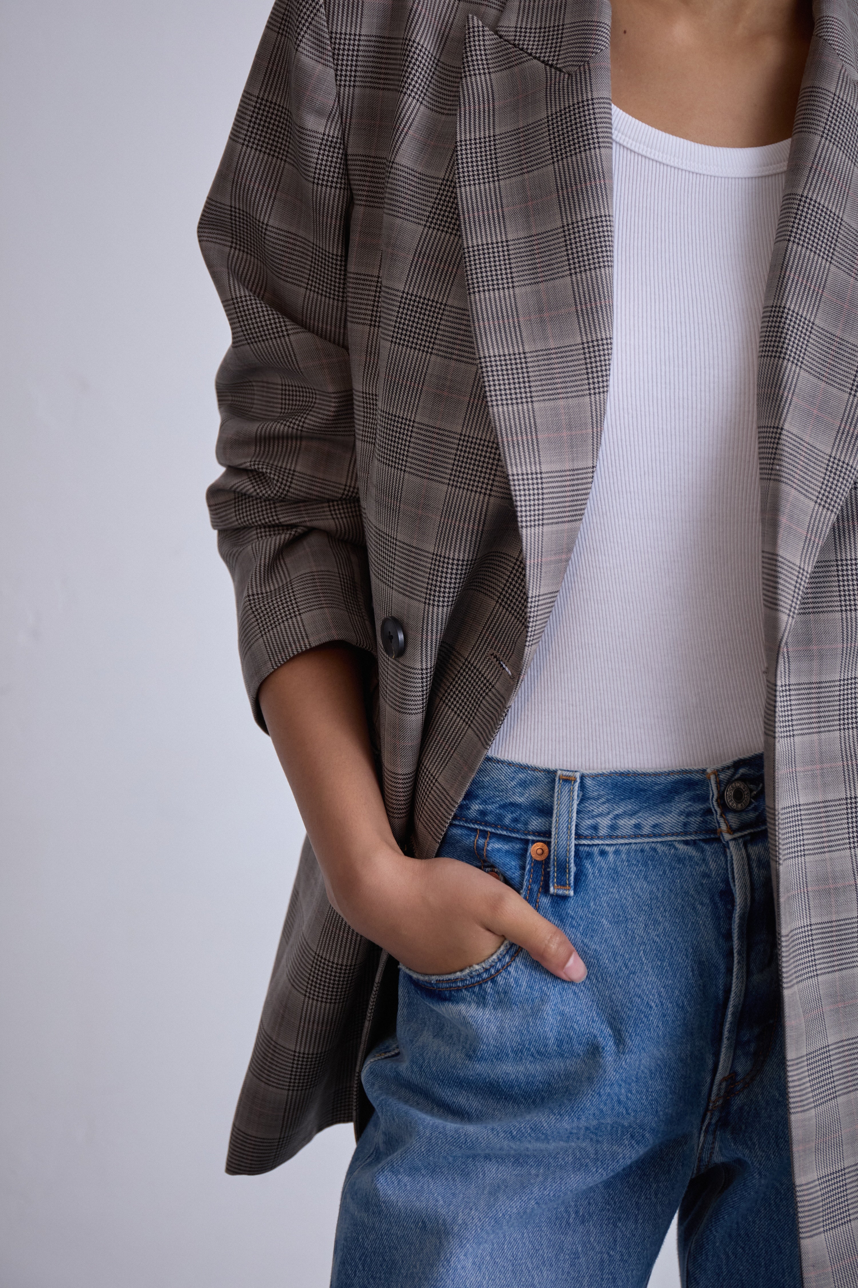 British tailored double breasted oversized wool blazer women